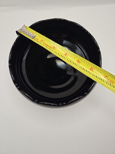 Vintage schwarz Glas Standfuß Konsole Schüssel geraffter Rand 6 1/2" Durchmesser  - Bild 7 von 8