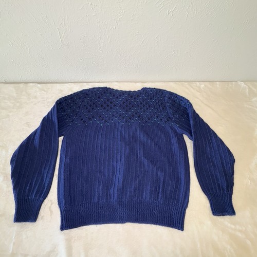 Herman Geist Cardigan Sweater Women L Blue Hand Embroidered Wool Grandma Cabin - Picture 6 of 10