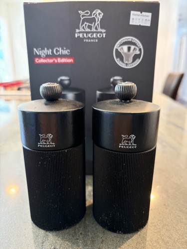 Peugeot Limited Edition Night Chic Salt Mill and Pepper Mill 12cm/4.7in, Blac...