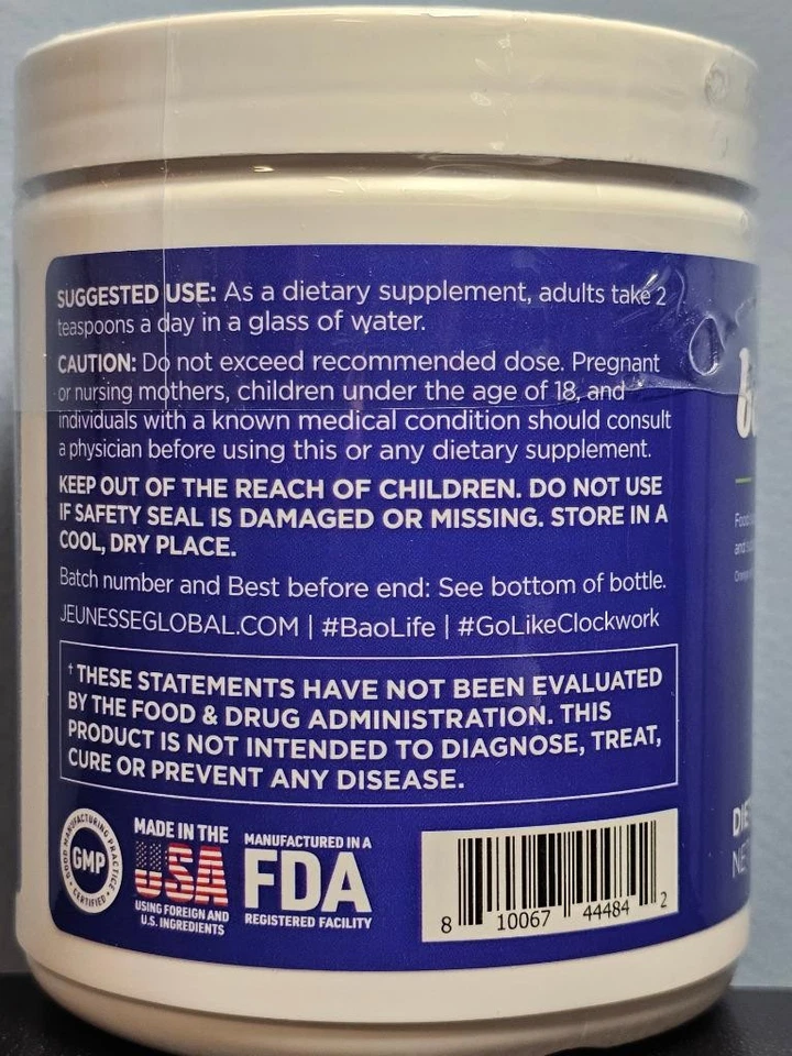 Suplemento dietético Jeunesse Baolife 8,82 oz - ¡Nuevo/Semilla! Bao Life! Exp 9/2026 Foto 3 de 4