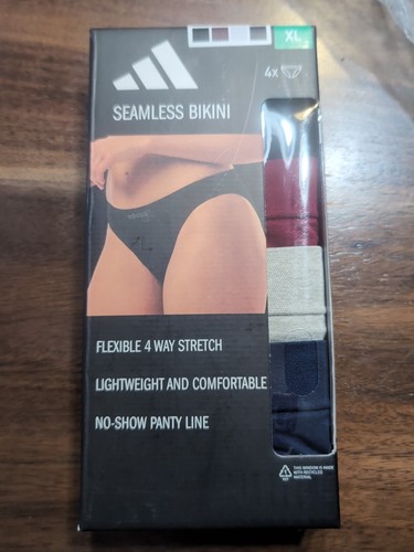 Adidas Unterwäsche Damen Bikini 4er Pack Seamless Stretch Stoff Größe XL