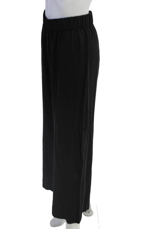 Eileen Fisher Women Cropped Silk Pants Black Petite Size 2XS - Image 2 of 4