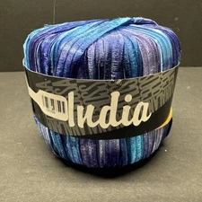 Lana Grossa  INDIA Ribbon Yarn, Blue Purple Gradient Polyamide Made In Italy New