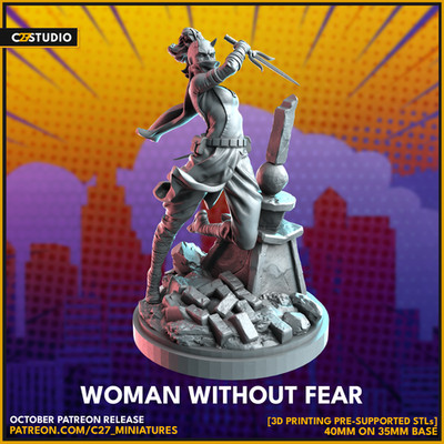 C27 - Daredevil Elektra Fan Sculpt (40mm Marvel Crisis Protocol Scale)