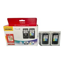 Genuine OEM Canon 240XL Black 241XL Color Ink Cartridges Photo Paper Combo Pack
