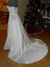 DAVIDS BRIDAL MICHAELANGELO WEDDING DRESS WOMEN SZ 16 WHT SEQUIN STRAPLESS TRAIN