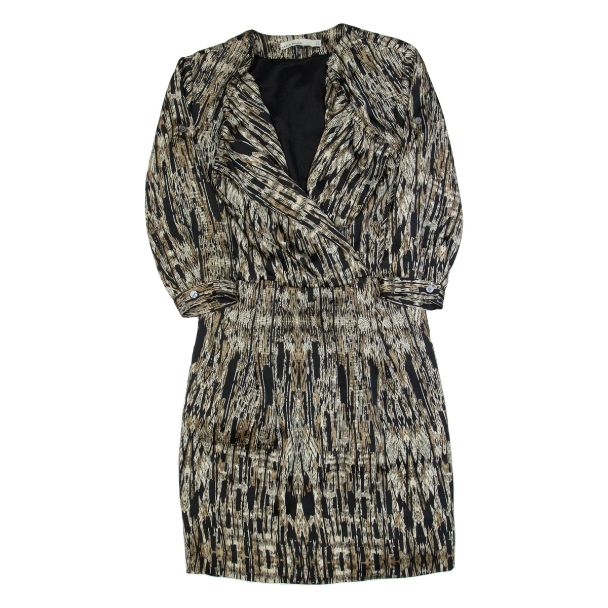 Jupe Crayon Karen Millen – Marron, Brodée, 100% Soie – Taille UK 12 – Femme – Occasion Parfait état