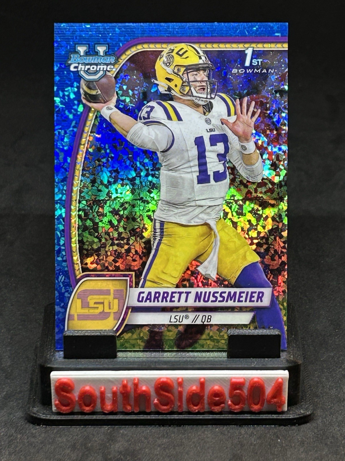 2024 Bowman Chrome University Garrett Nussmeier LSU #5 Blue Diamond /175