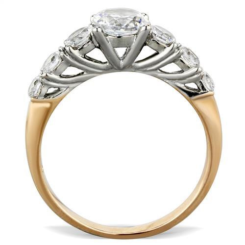 Rose Gold Plated Graduated Round Cut Eternity Ring - Bild 3 von 4