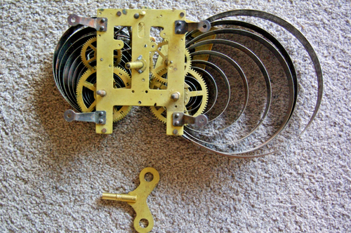 Clock Parts Movement Spring Brass Sessions 85x118mm  cm Key #2  Includes key Bra