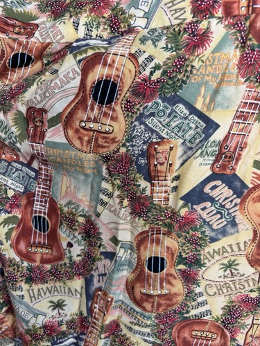 Camisa Reyn Spooner Mele Kalikimaka Rara Alegría Ukelele Navidad Manga Larga Talla L - Imagen 6 de 10