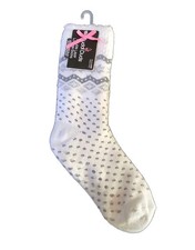 Cuddl Duds Socks Women 4-10 Pattern Double Layer Lounge Plush Non Skid Bottoms