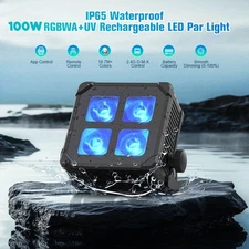 Waterproof RGBWAUV Stage Par Light Rechargeable Wireless Battery Uplight DMX APP