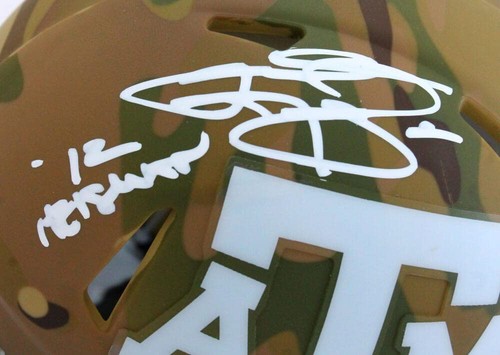 Johnny Manziel Autographed TX A&M Camo Speed Mini Helmet w/Insc.-Beckett W Holo - Picture 8 of 12