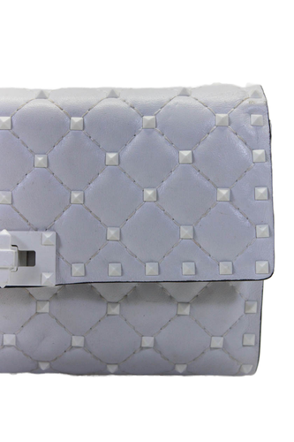 Valentino Garavani Womens Chain Rockstud Quilted Flap Crossbody Handbag White - Picture 3 of 19