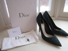 NIB CHRISTIAN DIOR Cherie Green Suede Pointy Toe Pumps ITALY Eur Sz 39.5/US Sz 9