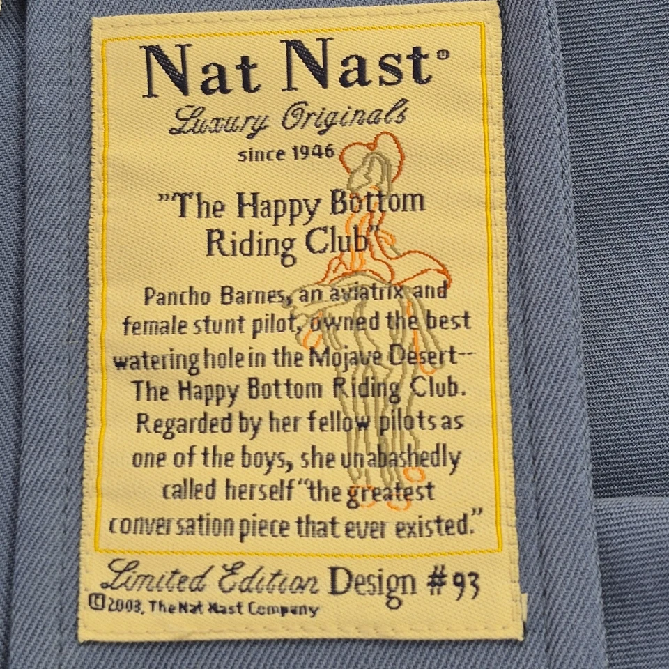 Camisa de Campamento de Seda Nat Nast De Colección Para Hombres Grande Fondo Feliz Club de Equitación Gráfico Años 00 Foto 2 de 4
