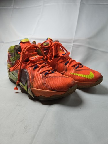 Nike LeBron XII 11 Mens Athletic Shoes Neon Orange Yellow (707781-870) Size 10 - Picture 5 of 11