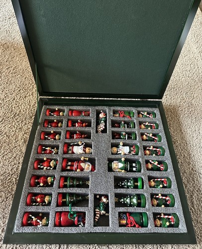 KIRKLAND Signature Wooden Christmas Chess Set Costco Hand Painted Wood With Box - Picture 2 of 11