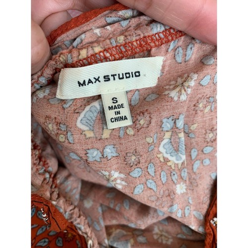 Max Studio pumpkin orange floral 3/4 sleeves boho maxi dress size small - Picture 3 of 11