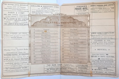 1890 Tivoli Music Hall theatre programme Tom Costello ventriloquist etc etc - Bild 3 von 4