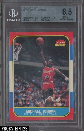 1986 Fleer Basketball #57 Michael Jordan RC Rookie HOF BGS 8.5 w/ 9.5 LOOKS MINT - Picture 1 of 2