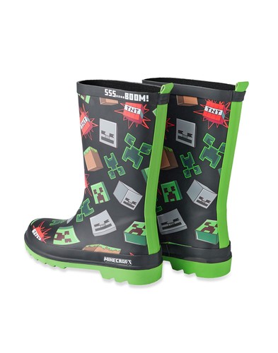 Minecraft Black Character Icon Wellington Boots without Handles Boys - Picture 3 of 9