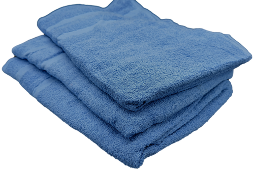 2 Piece - Hotel & Spa Pool Beach Towels 100% Ring Spun Cotton Solid Blue - Picture 3 of 4
