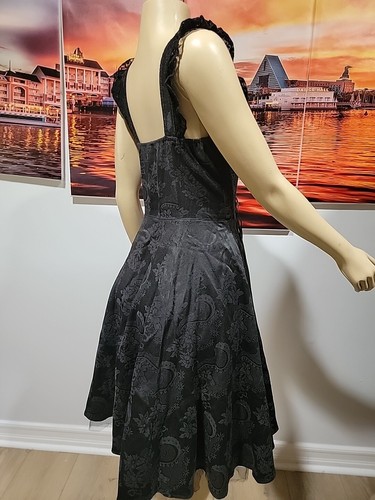 Hearts & Roses GOTHIC Retro Lace Up Corset Dress Jacquard Size US 8/ Black #C - Picture 5 of 11