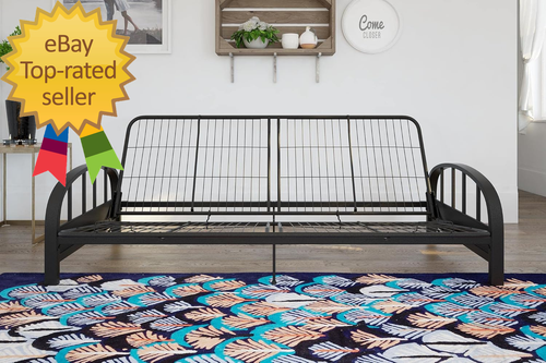 Aiden Metal Futon Frame, Black - Picture 2 of 9