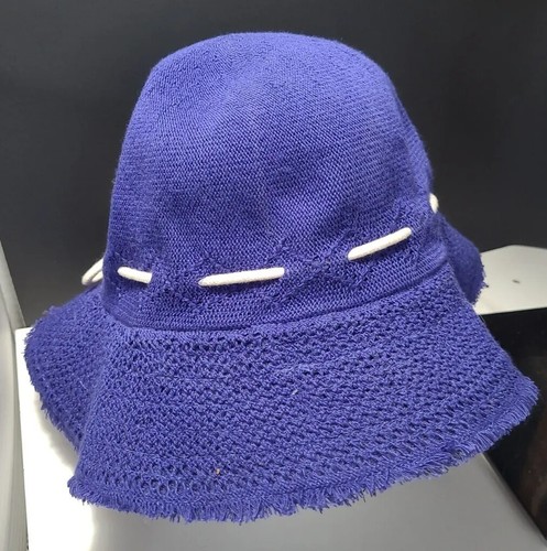 Sperry Top-Sider Blue Bamboo Knit Fabric Floppy Brim Sun Beach Casual Hat  - Picture 3 of 7