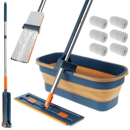 Mop 360° Rotating Wet Cleaning Magic Self Wringing Mop 42CM + Foldable Bucket - Picture 21 of 24