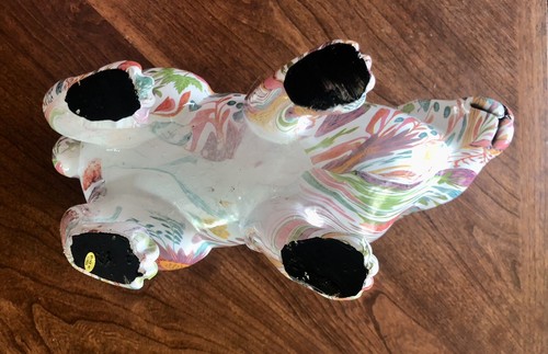 Large Decoupage Multicolor Floral Bunny Rabbit Figurine ~ Art ~ 14x9.5 - Picture 6 of 6