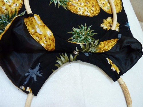 Pineapple Black Hawaiian Tote Purse Bag with Beads Sequins, Bead Fringe - Picture 8 of 10