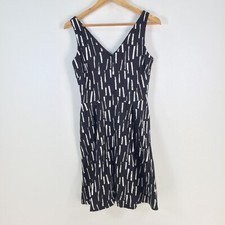 Target womens dress size 8 fit flare black geometric sleeveless cotton 082435