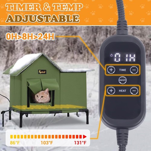Outdoor Large Elevated Electric Heated Cat House Shelter Insulated for Outside - Bild 4 von 9