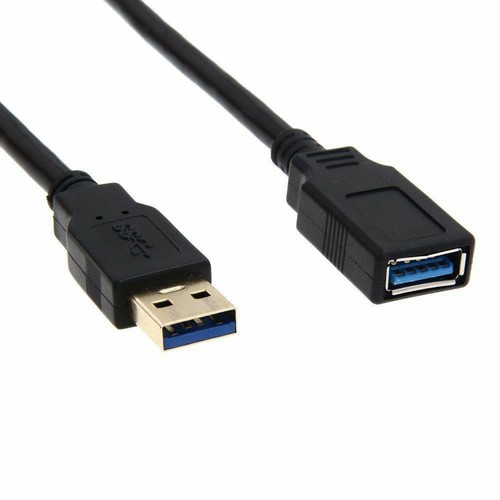 USB 3.0 1.5 Foot Extension Cable A-Male to A-Female Data Cord 5Gbps Black 50CM - Picture 2 of 5