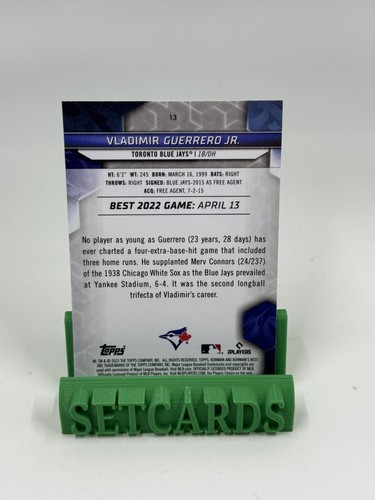 Carta Baseball 2023 Bowman’s Best Vladimir Guerrero Jr #13 Toronto Blue Jays - Foto 2 di 2