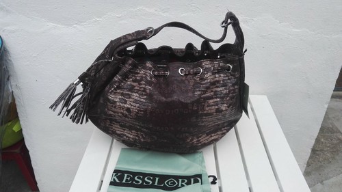 AUTHENTIC KESSLORD Cowhide SOFT REPTILE BROWN Handbag - Picture 10 of 12