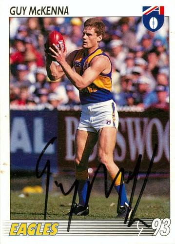 Signed 1993 WEST COAST EAGLES AFL Card GUY MCKENNA - Picture 1 of 2