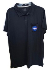 NASA Polo Shirt Men Crown Space Sz XL Blue Casual Short Sleeve Cotton Blend