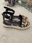 Vince Camuto Women’s Defina Leopard Print Black Leather Espadrilles Size 7.5M