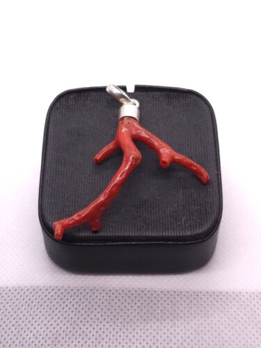 Colgante Coral Rojo Rama de Coral Colgante Coral Natural Hecho a Mano Collar Colgante - Imagen 2 de 5