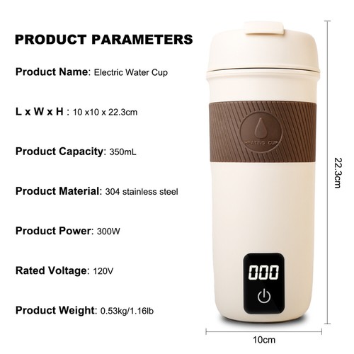 Portable Travel Electric Kettle, 350ml/12.3oz Small LCD Mini Hot Water Boile - Picture 3 of 10
