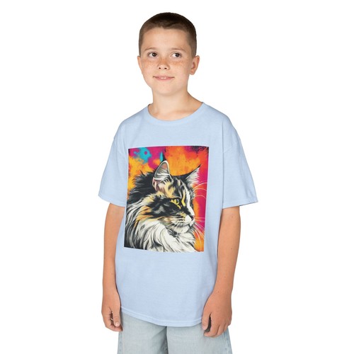 Colorful Cat Kids T-Shirt, Norwegian Forest Cat, Fun Tees for Animal Lovers - Picture 70 of 121