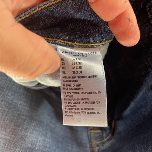 American Eagle Jeans Mens 36x29 Blue Denim Pants Original Straight Preppy Adult - Picture 9 of 10