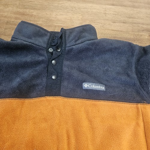 Columbia Steens Mountain Fleece Jacket Mens XL Orange Black 1/4 Snap Button Up - Picture 2 of 10