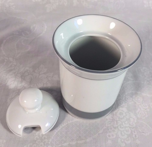 Dansk Concerto Allegro Coffee/Tea Pot White w/Grey Trim w/Creamer&Sugar Bowl Set - Imagen 4 de 12