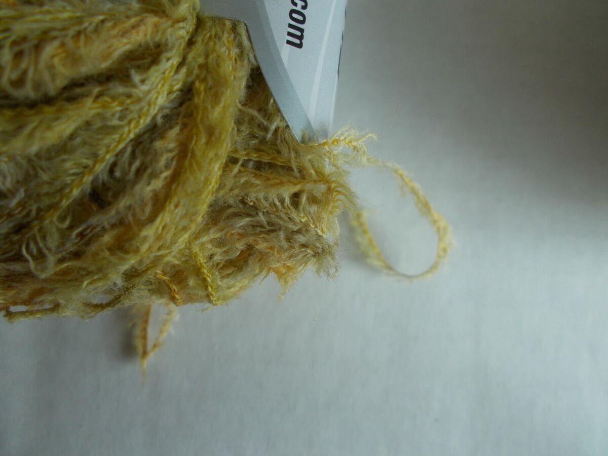 Ice Yarns fuzzy eyelash yarn, wool blend, yellow/cream, lot of 2