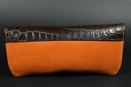 ESTUCHE FUNDA GAFAS ROJO NEGRO MARRON ESTILO RAY BAN GENUINO ALIGATOR / CUERO - Picture 34 of 38